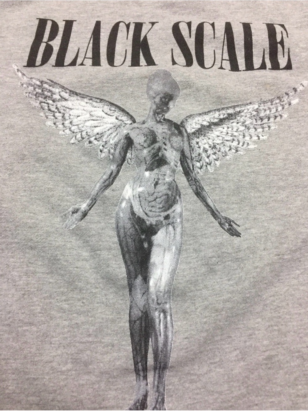 Black Scale Crewneck Sweatshirt Gray Sweater Size XL Unborn Angel Streetwear Y2K